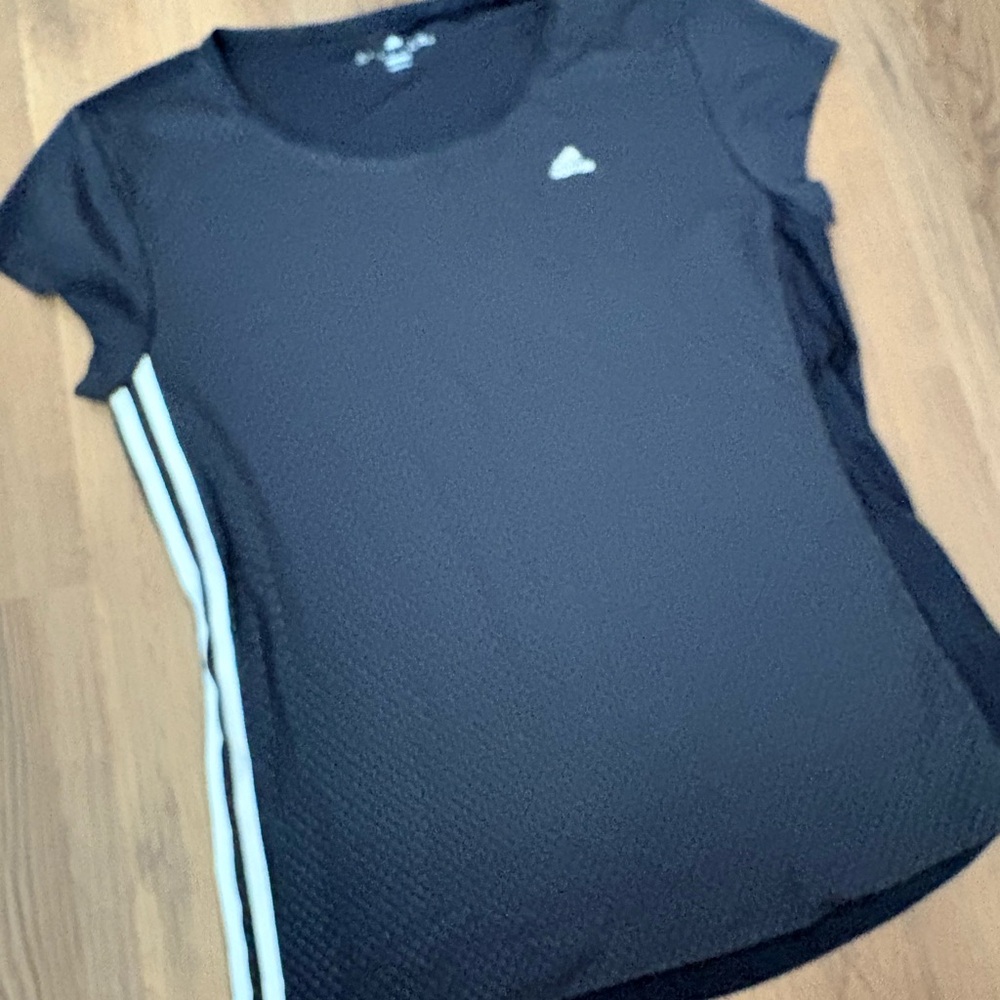 adidas Black Short Sleeve Tee with White Accents